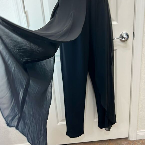 Alex B Nites Jumpsuit Romper Sz 4 Lace  Floral Sequins Sheer Scarf Legs Formal - Picture 3 of 12